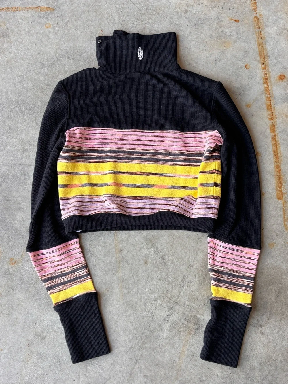 Free People Movement Cropped Stripe Sweater Fairy Grunge Indie Sleaze Mall Goth